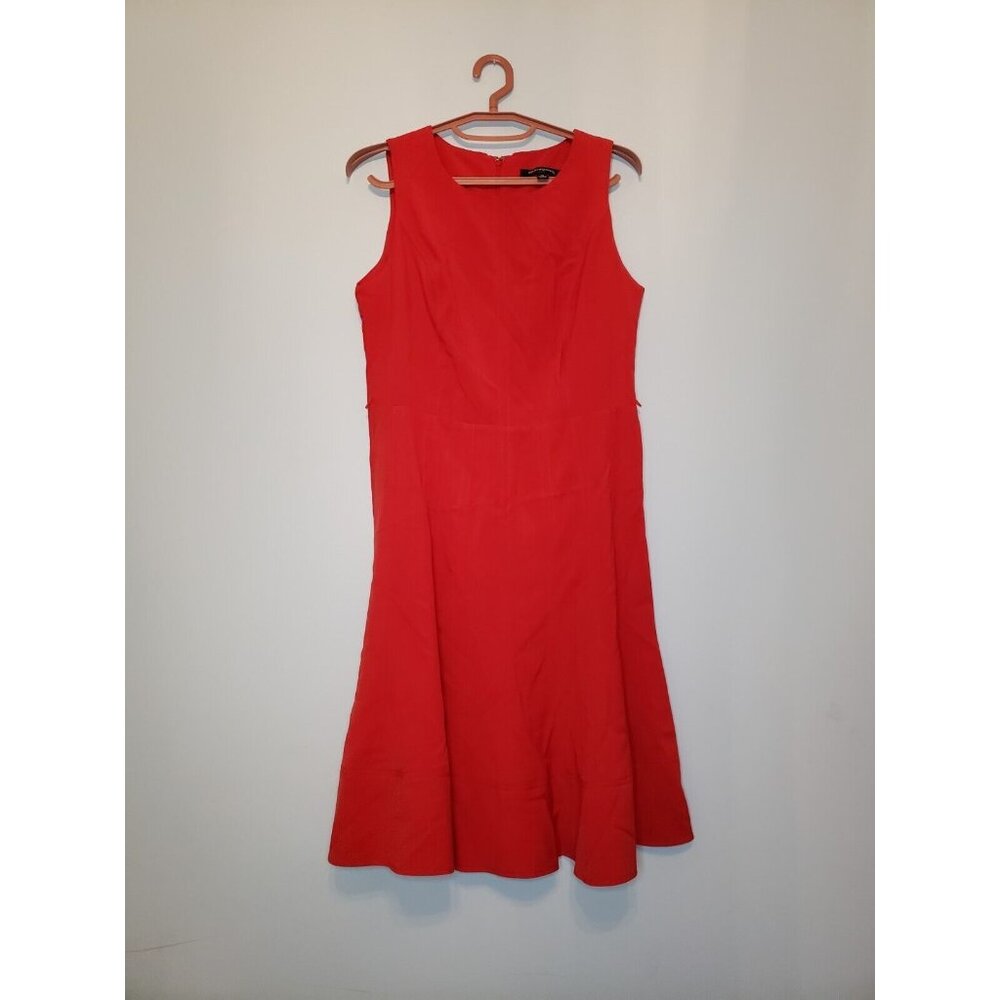 Sharagano Women's Sz 10 Bright Red Fit & Flare Dress Sleeveless Knee Length Zip